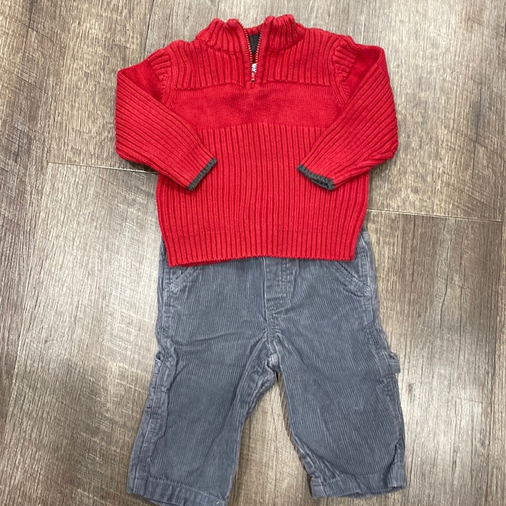 Greendog 1/4 zip Sweater and corduroy set size 3-6 months